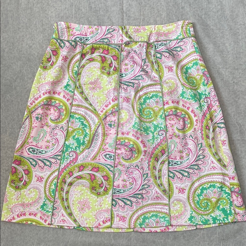 Chadwick’s Pink & Green Paisley Knee-Length A-Line Skirt. Size 12 - Picture 5 of 12